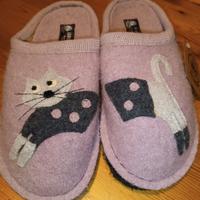 Ciabatte feltro di lana gatto cucho rosa HAFLINGER