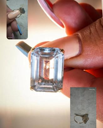 acqua marina con anello 18 k