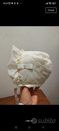 cappello/cuffietta bambina battesimo 