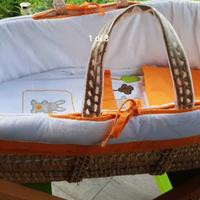 cesta culla in vimini + corredino tutto abbinato