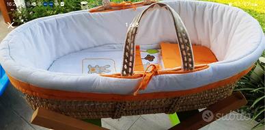 cesta culla in vimini + corredino tutto abbinato