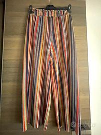 Pantalone largo a righe multicolor