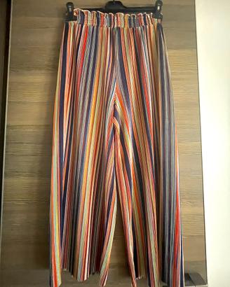 Pantalone largo a righe multicolor