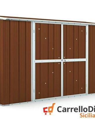 Casetta in lamiera esterno 307x100cm legno scuro