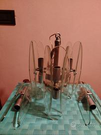 lampadario in cristallo e 2 aplic 