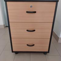 Cassettiera 3 cassetti con chiave e ruote