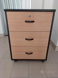 Cassettiera 3 cassetti con chiave e ruote