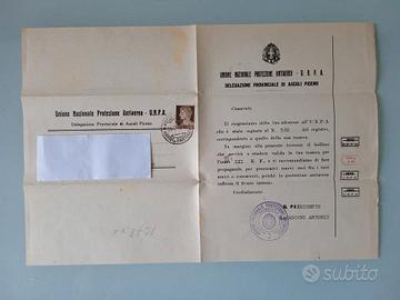 Documento UNPA 1943 Intero Protezione Antiaerea