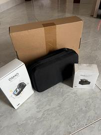 DJI Osmo action, tre batterie, attrezzatura