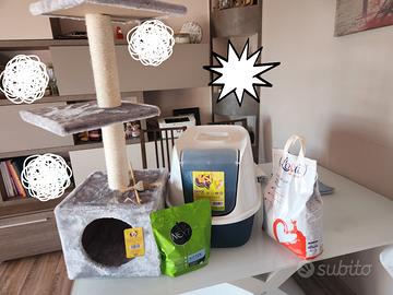 Tiragraffi, trasportino, lettiera gatto