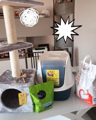 Tiragraffi, trasportino, lettiera gatto