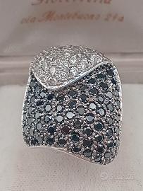 anello scultoreo borsetta argento 925 pavé zirconi