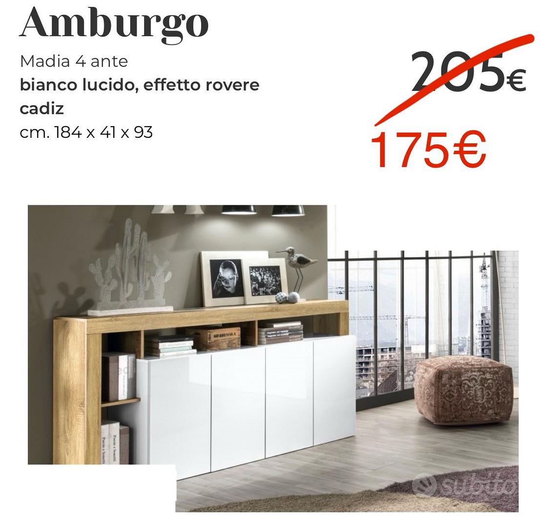 Amburgo: Componibile bagno sospeso, bianco lucido, effetto rovere