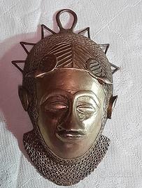 Maschera africana in bronzo etnia Fon del Benin