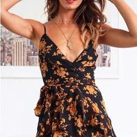 Vestito nero floreale tg.L
