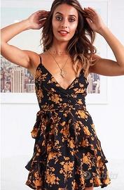 Vestito nero floreale tg.L