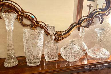 SET CRISTALLO 6pz VASI-DECANTER-LIQUORI-CARAMELLE