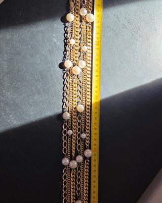 Collana a tre strati oro e perle