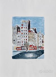 Veduta di Parigi – Orfeo Tamburi 1992 calcografia