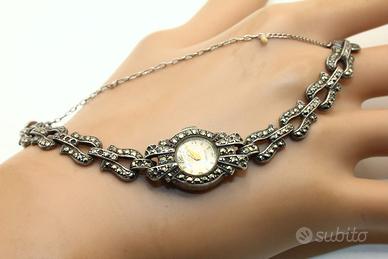 Orologio bracciale gioiello argento marcasite