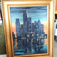 Quadro dipinto a mano con cornice dorata