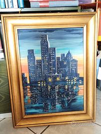 Quadro dipinto a mano con cornice dorata