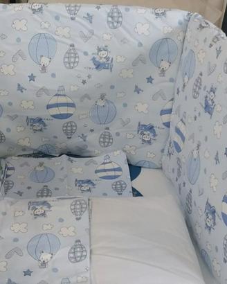 Paracolpi lettino bambini + set completo letto