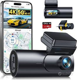 Dash Cam Auto, 5GHz WiFi e GPS, Doppia Telecamera