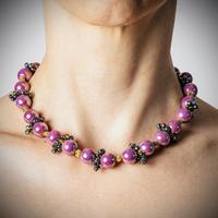 Collana handmade con cristalli e perle di ceramica