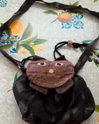 Borsa Gatto Stoffa Boho - Secchiello Kawaii