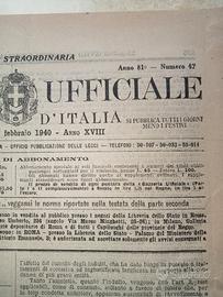 cimelio Gazzetta ufficiale del 1940