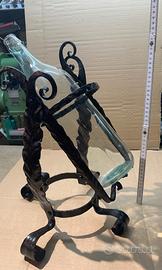 Portabottiglia inclinabile in ferro battuto