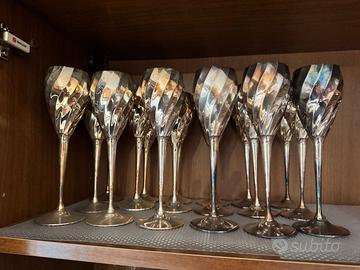 Set 18 flute da champagne in silver argentato