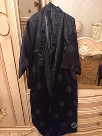 Vestaglia Kimono cinese originale in seta Blu 