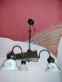 lampadario rustico a 3 luci