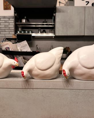 Cocche galline decorative in ceramica