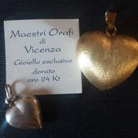 Ciondoli cuore preziosi, dorato 24k, nuovi
