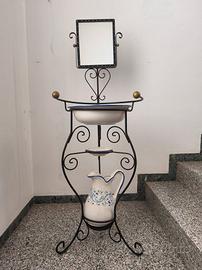 Lavabo in ferro e ceramica italiana