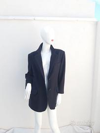 Giacca,blazer,  lana  blu, con  pattine. L/XL