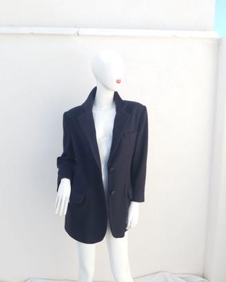 Giacca,blazer,  lana  blu, con  pattine. L/XL