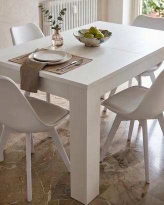 Tavolo allungabile bianco con 4 sedie