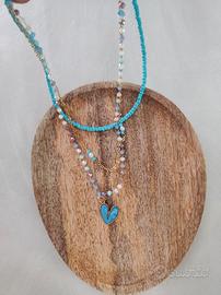 Collana 3 fili turchese
