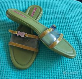 PRADA sandali vintage anni '90 verde lime tg.37