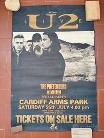 U2 Poster Tour 1987 Cardiff Park G.B. Originale