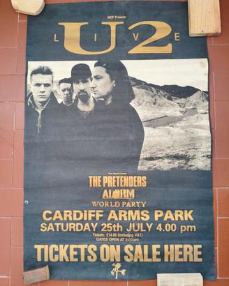 U2 Poster Tour 1987 Cardiff Park G.B. Originale