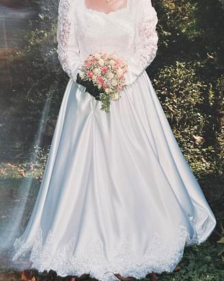 Vestito da sposa in pizzo e raso - sartoriale 