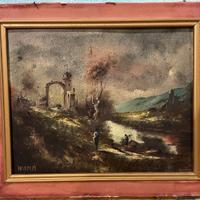 Dipinto Originale di W.Amos – Paesaggio con Rovine