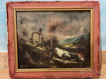 Dipinto Originale di W.Amos – Paesaggio con Rovine