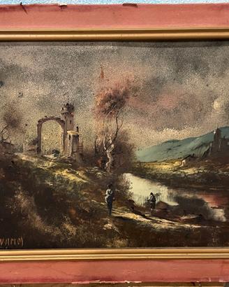 Dipinto Originale di W.Amos – Paesaggio con Rovine