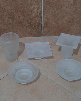 Set accessori bagno in vetro satinato – 5 pezzi